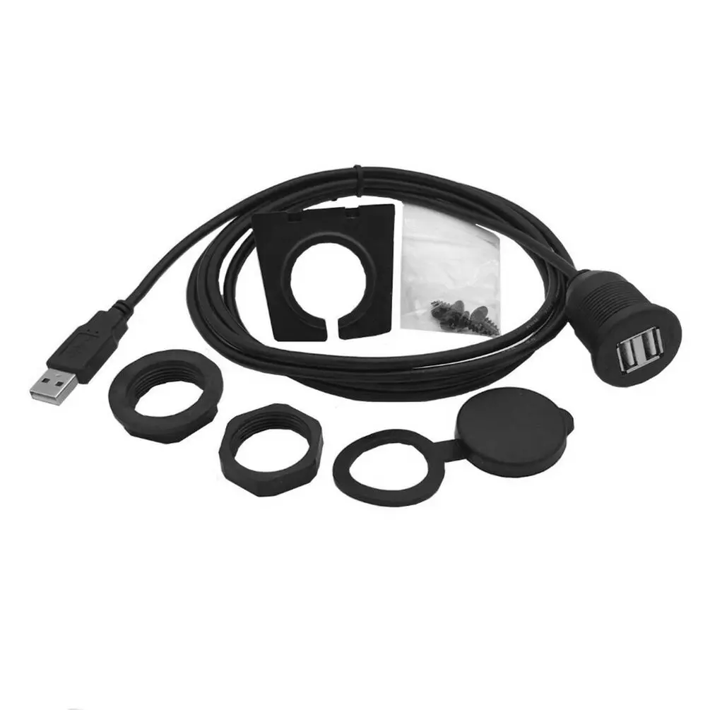 USB2.0 кабель для скрытого монтажа 1 м/2 м USB штекер 2 Женский удлинитель флеш панель приборной панели водонепроницаемый кабель для автомобиля лодки мотоцикла