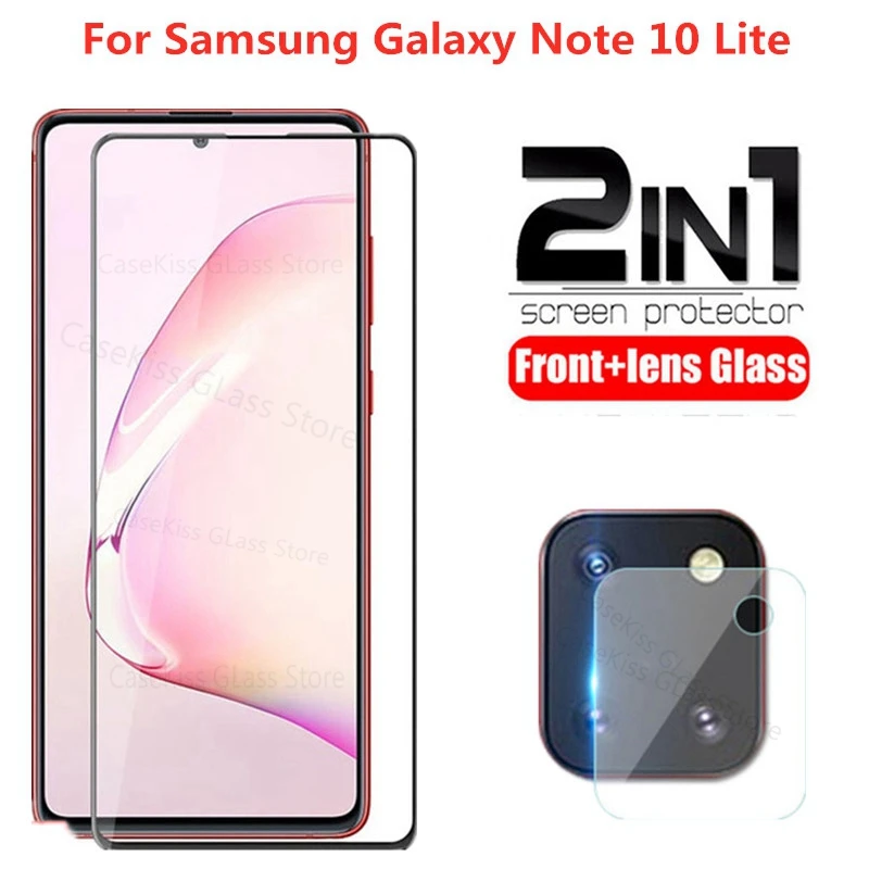 Защитное стекло 2в1 для galaxy note 10 lite защита экрана с объективом камеры samsung 2020 г.