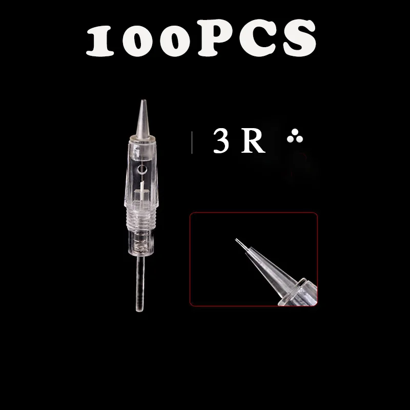 100pcs 3R needle Профессиональный Набор татуировок, роторная ручка, машина для перманентного макияжа бровей Charme Princess, мощная машина с картриджами - Цвет: 100pcs 3R needle