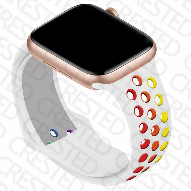 Silicone Strap For Apple Watch band 44mm 40mm iWatch 38mm 42mm Smartwatch watchband Bracelet Apple Watch 6 SE 5 4 3 Accessories Rainbow-White52