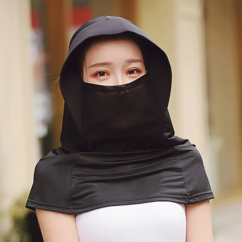 Многофункциональная дышащая солнцезащитная Кепка быстросохнущая Солнцезащитная марлевая шелковая маска для лица с шалью - Цвет: UI0228B