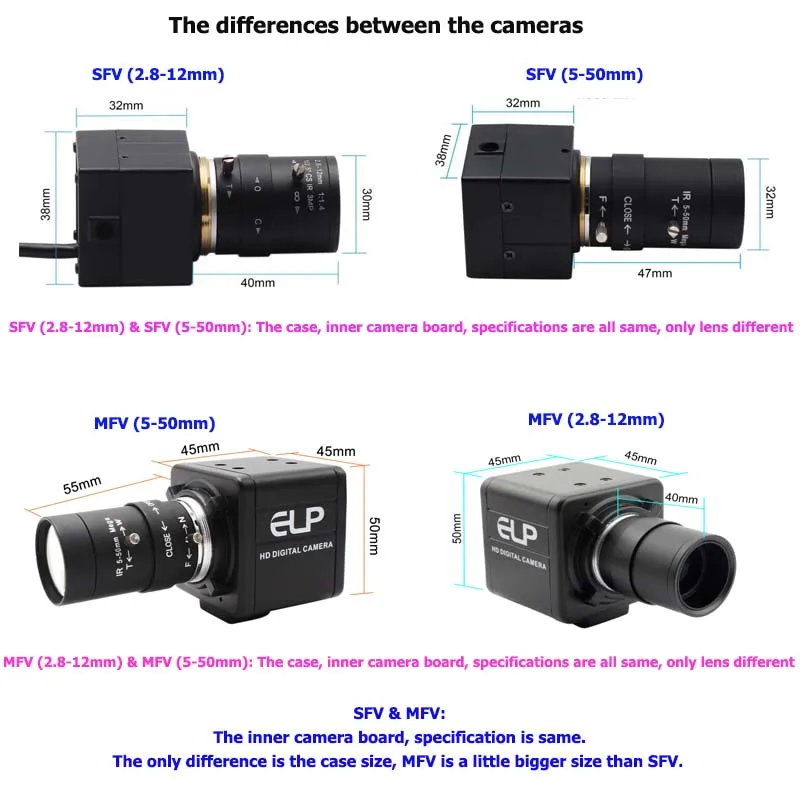 Elp 5 50mm Lens 8mp Usb Webcam With Cmos Imx179 Sensor For Android Linux Windows Industrial Video Mini Camcorders Aliexpress