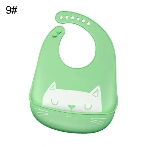 Green Cat Регулируемый водонепроницаемый силиконовый детский нагрудник для кормления детская Отрыжка Одежда Дети мальчики девочки фартуки дети едят ОБЕДЕННЫЕ принадлежности - Цвет: Green Cat