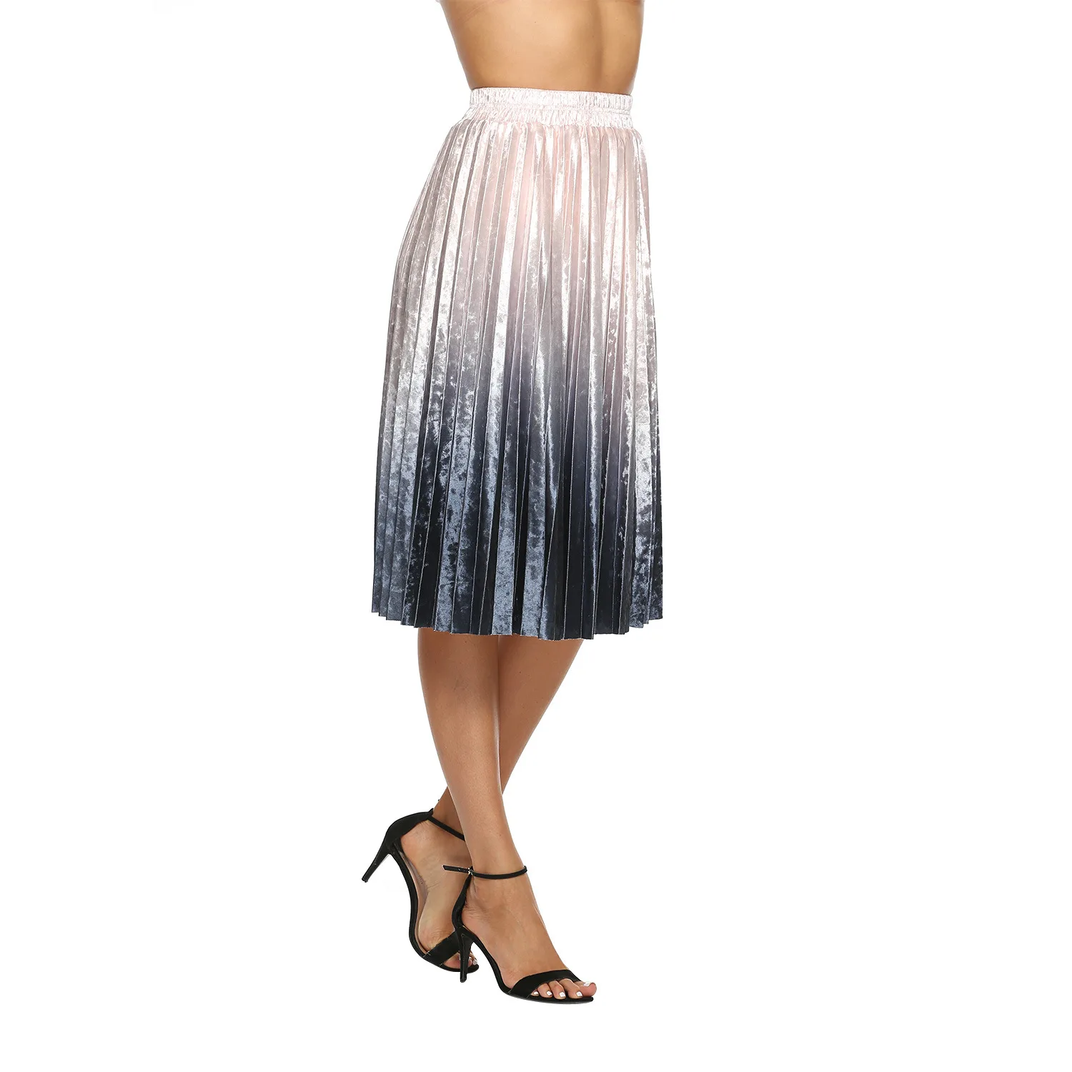 

2021 Two Layer Spring Women Suede Skirt Long Pleated Skirts Top Brand Women's Midi Vintage Women Midi Skirt