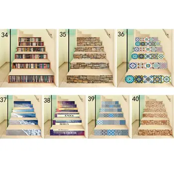 

6pcs/set 3D Flower Staircase Stair Riser Floor Sticker Self Adhesive DIY Stairway Waterproof PVC Wall Decal