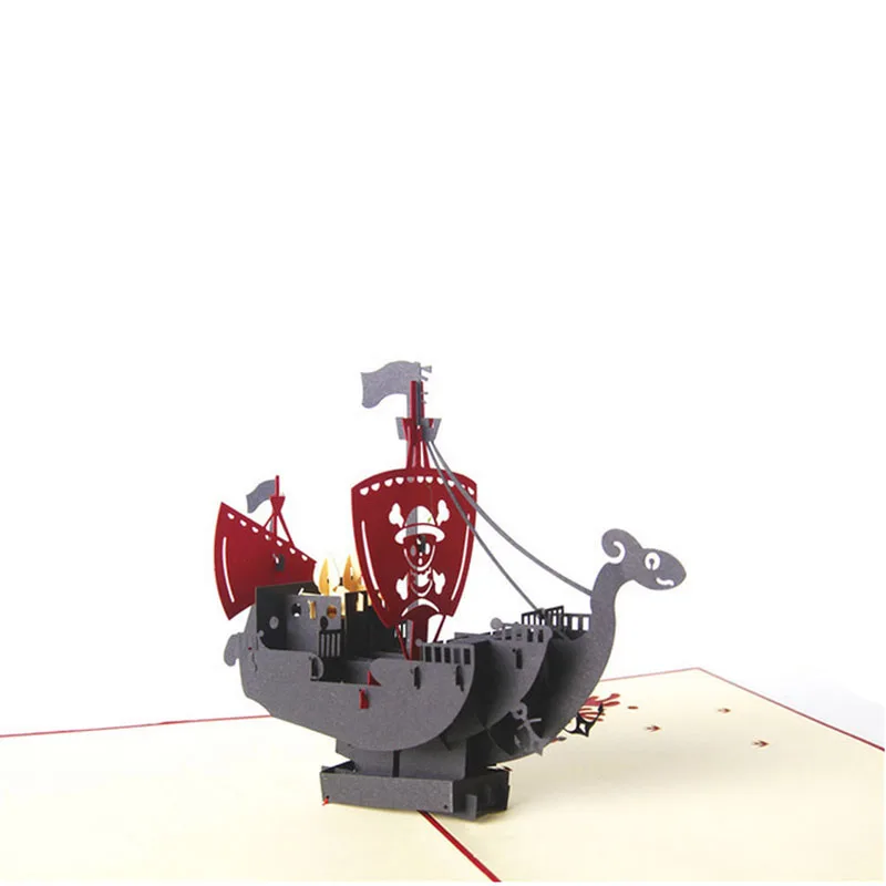 

3D Pop Up Card Pirate Ship Children's Day Birthday Thank You Christmas Greeting
