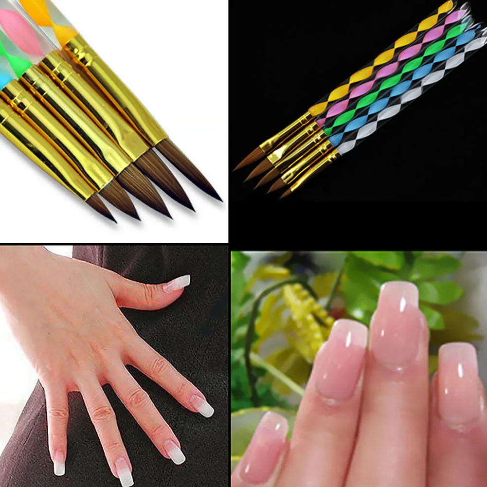 5 Pcs/set Durable Soft Liner Dotting Drawing Acrylic Manicure Tool Crystal Paint Brush Carving Rhinestone Makeup Nail Art Pen