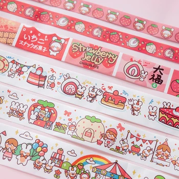 

Rabbit Strawberry Dream Series Masking Washi Tape DIY Decorative Adhesive Tape For Diary Scrapbooking Stickers Kawaii Stationery