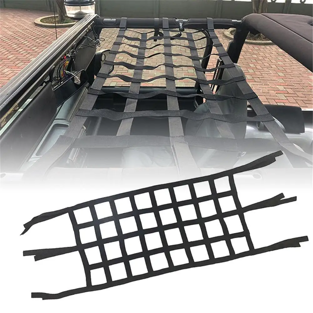 Per Jeep Wrangler Hammock Car Roof Net Heavy Duty Parasole Soft Roof Net Rete Esterna Storage Top Cover Car Cargo Rest Bed