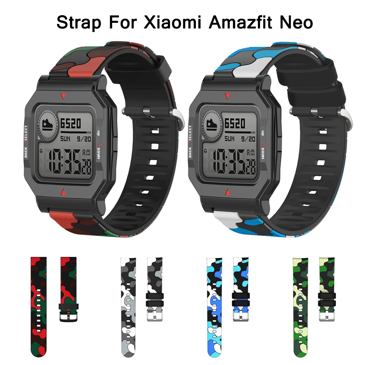 

Watch Band For Amazfit Neo Camouflage Strap For Xiaomi Huami Neo Wrist Bracelet Replacement Men Sport Belt Soft Silicone Loop