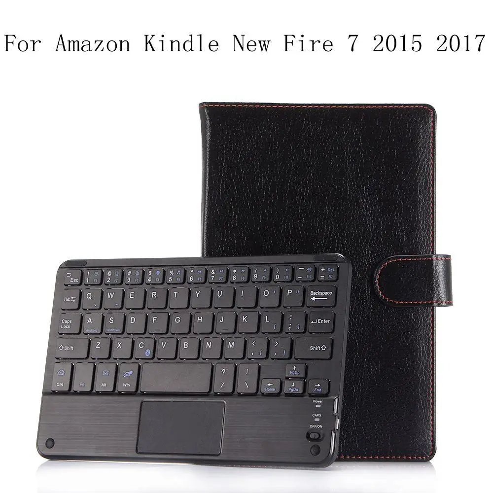 

Smart Bluetooth Keyboard Leather Cover For Amazon Kindle New Fire 7 2015 2017 Stand Fold Bluetooth Keyboard Case Funda+gifts