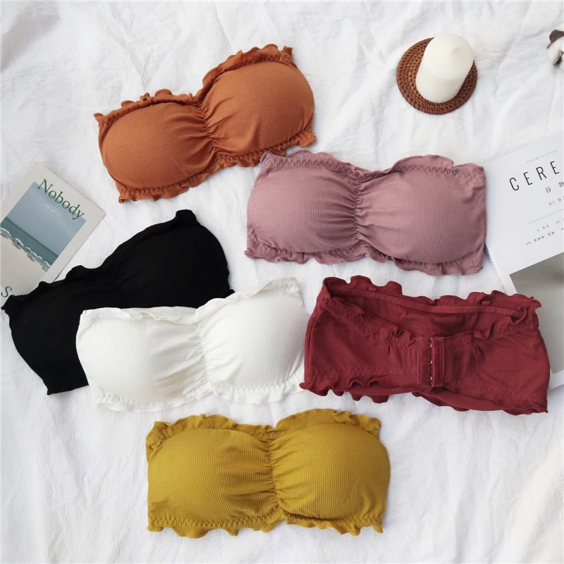 

Women Strapless Bra Sexy Tube Top Wireless Wrap Chest Bandeau Top Ladies Cropped Underwear