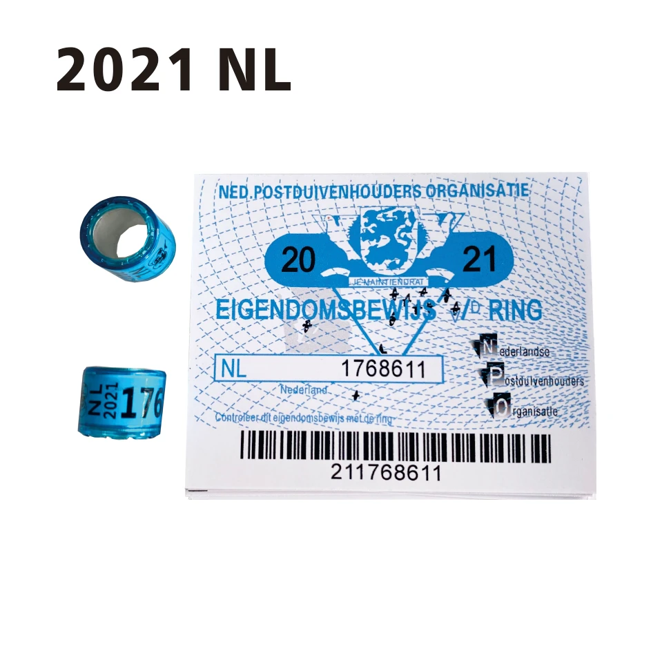 100 Uds 2021 NLand 10 BELG anillos de Paloma con letras tarjetas pájaro 8mm