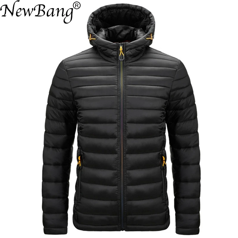 

NewBang Men's Cotton Coat With Hooded Ultra Light Cotton Jacket Men Waterproof Warm Lightweight Overcoat