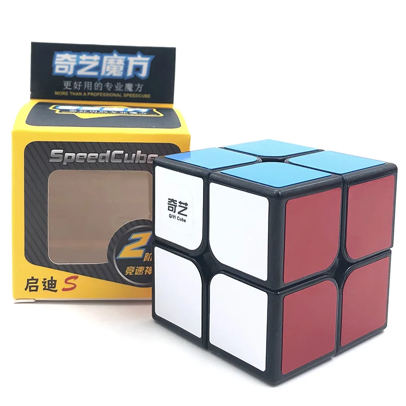 QiYi Профессиональный Скорость Cube 2x2x2 для игрушка-головоломка антистрессовый куб Neo Cubo Magico Стикеры для детей раннего образования деревянная игрушка - Цвет: Black