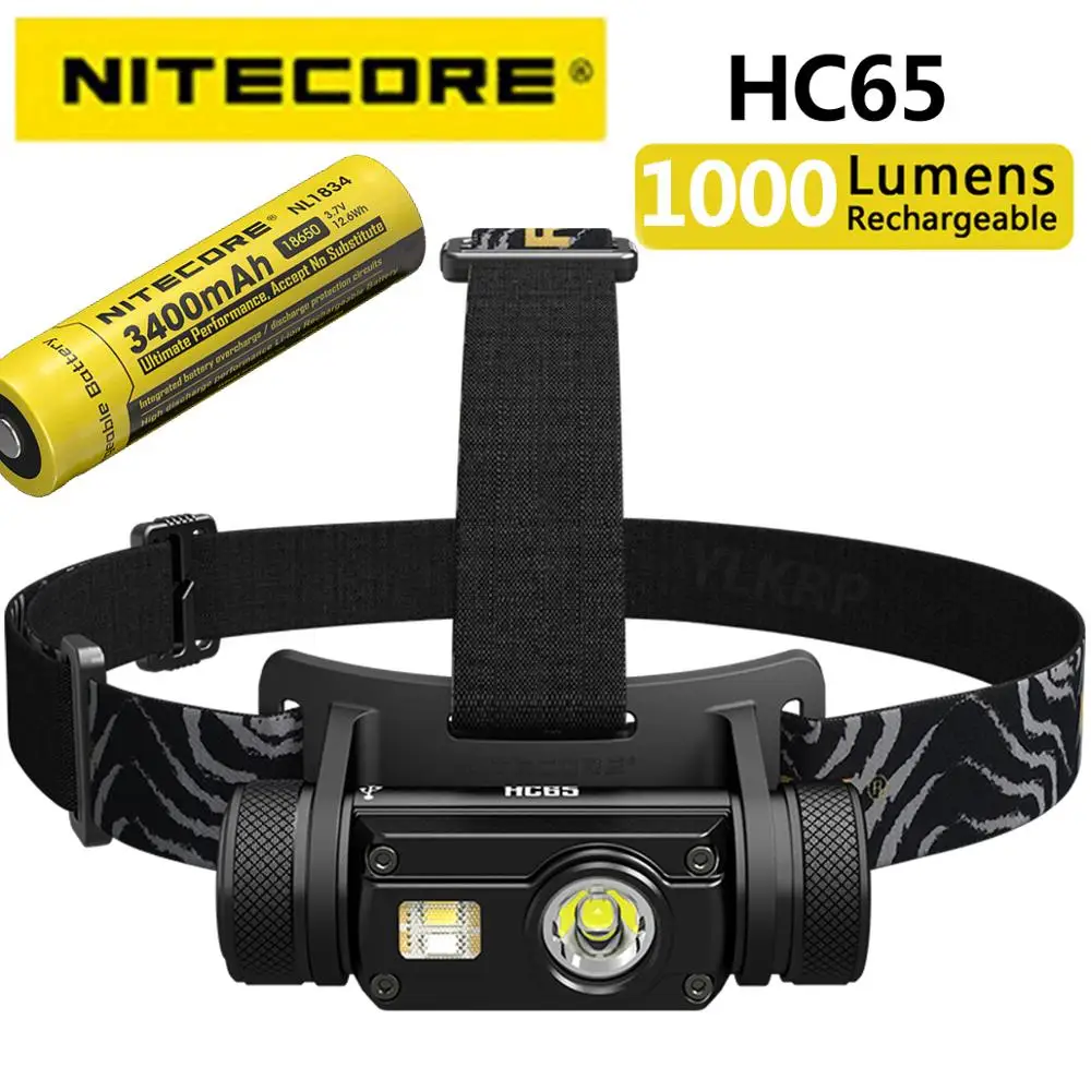 Original Nitecore Hc65 Headlight 1000lm Triple Output Indoor Headlight