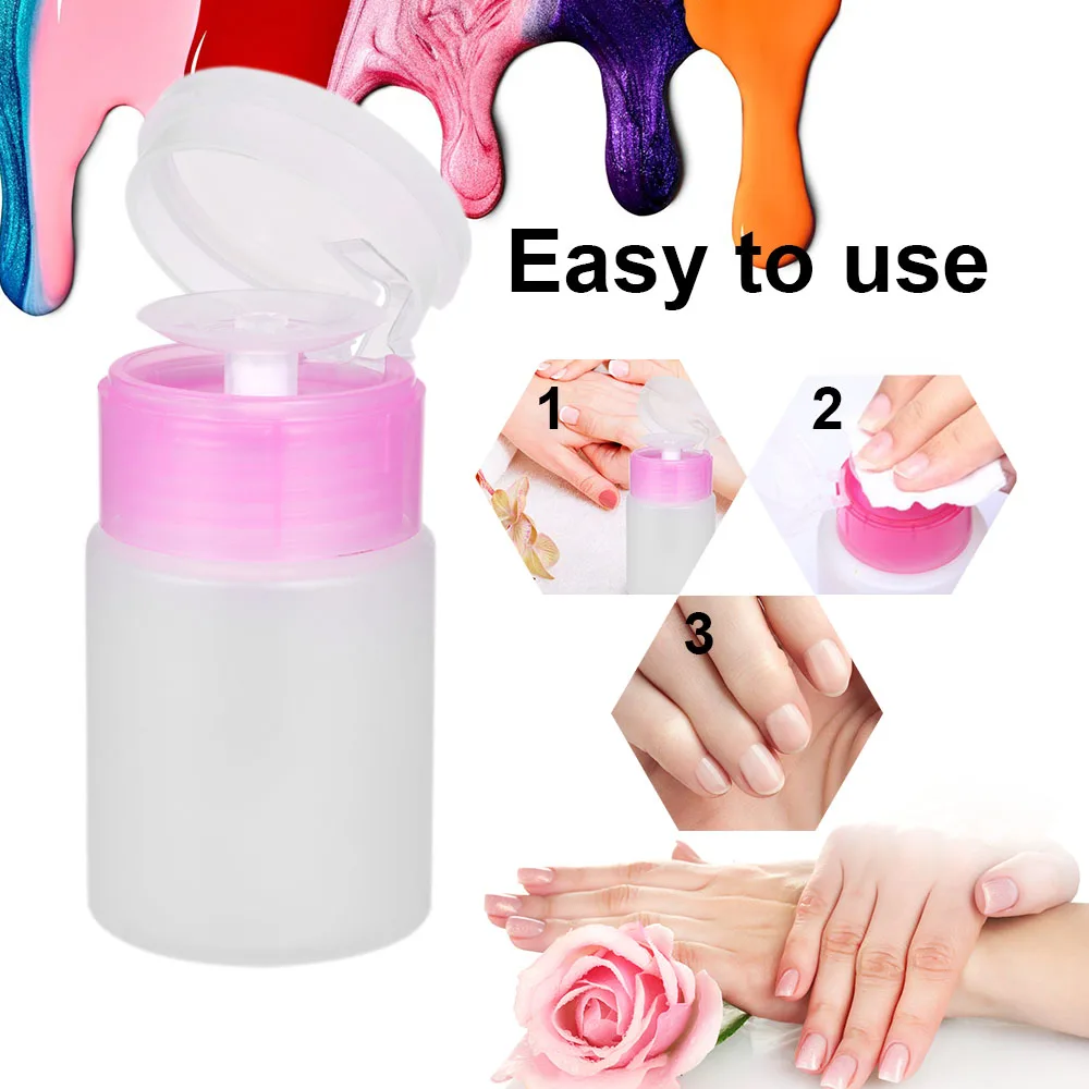 

60ml Empty Plastic Bottle Pump Dispenser Portable Bottle for Makeup Remover Nail Polish Remover Cleaner Tool