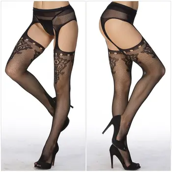

Fashion Sexy Women Hot Sheer Tight Slim Net Lace Stockings Embroidery Transparent Women Stockings Pantyhose Black Drop Shippin