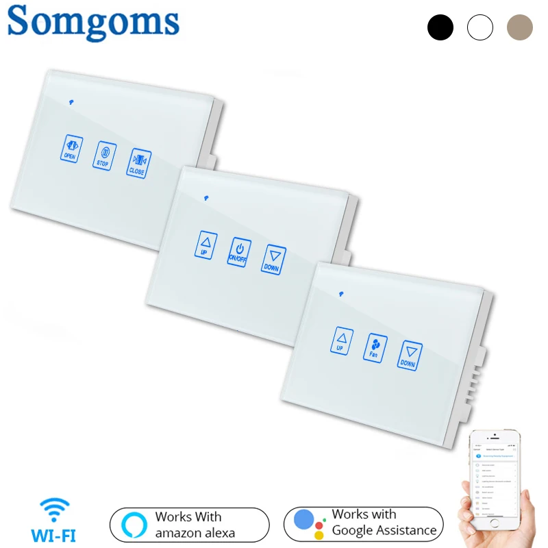 Somgoms WiFi сенсорный выключатель диммер/вентилятор/занавеска Ac90 240v Tuya приложение
