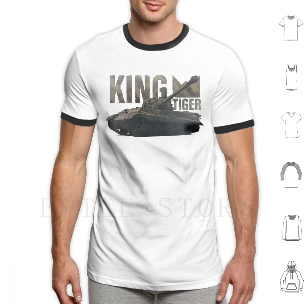 King Tiger 2 Tank T Shirt Uomo Cotone 6Xl King Tiger Tank 2 King Tiger Ww2 German Tank Panzer Heavy Tigerb War World Thunder