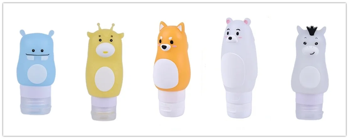 Portable Hippo/Horse/Giraffe/Polar bear/Shiba Inu Shape Emulsion Dispensing Travel Bottle Silicone Cosmetics Shampoo Container