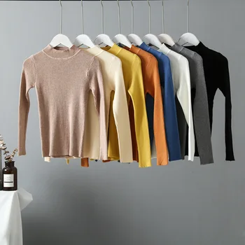 

2020 WOMEN Pure color pile turtleneck sweater women 2010 spring lazy wind sweater women autumn and