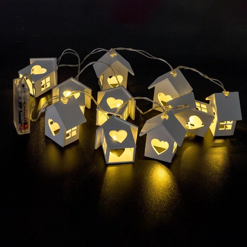 10LED/20LED гирлянда Европейский стиль; дерево гирлянда с домиками свет 1,5 м/3 м дерево любовь сердце дом комната Декор Свадебная вечеринка Фея свет