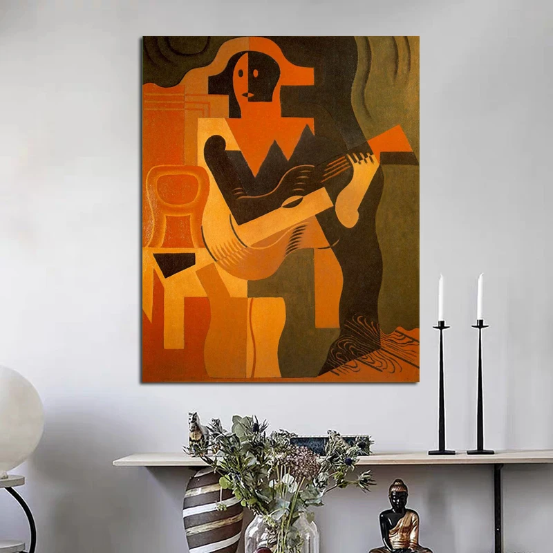 Juan Gris Арлекин с гитарой настенная живопись на холсте плакаты печать Современная