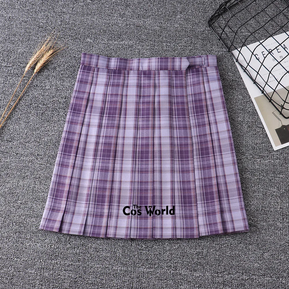 Japanese Girl's Summer High Waist Pleated Plaid Skirts For JK School Uniform Students