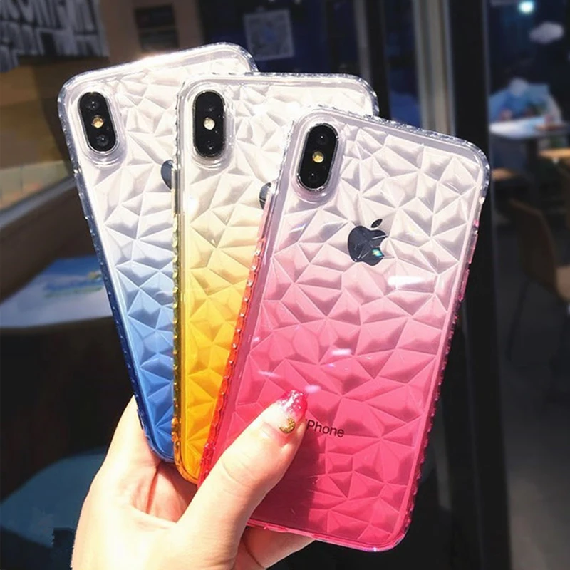 

Gradient Diamond Transparent Soft TPU Case For iPhone XR X 7 8 Plus Shockproof Silicone Cover For iPhone XR X XS MAX 6 6s Plus