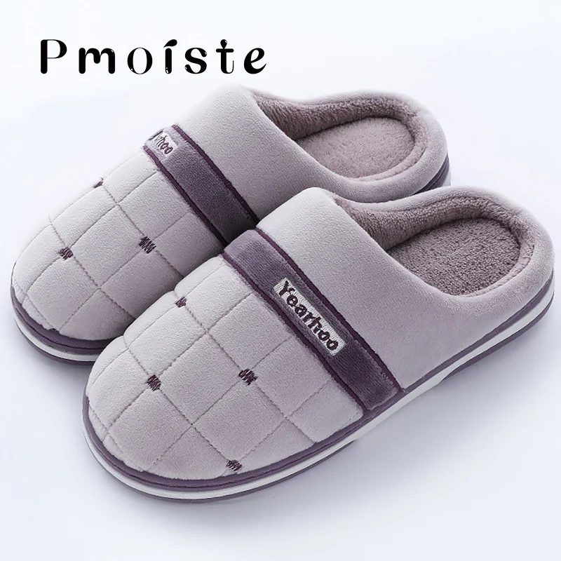 

Fashion Gingham Slippers Women Large Size 43-47 Suede Soft Winter Slippers for home TPR Mixed Colors Men Indoor Shoes