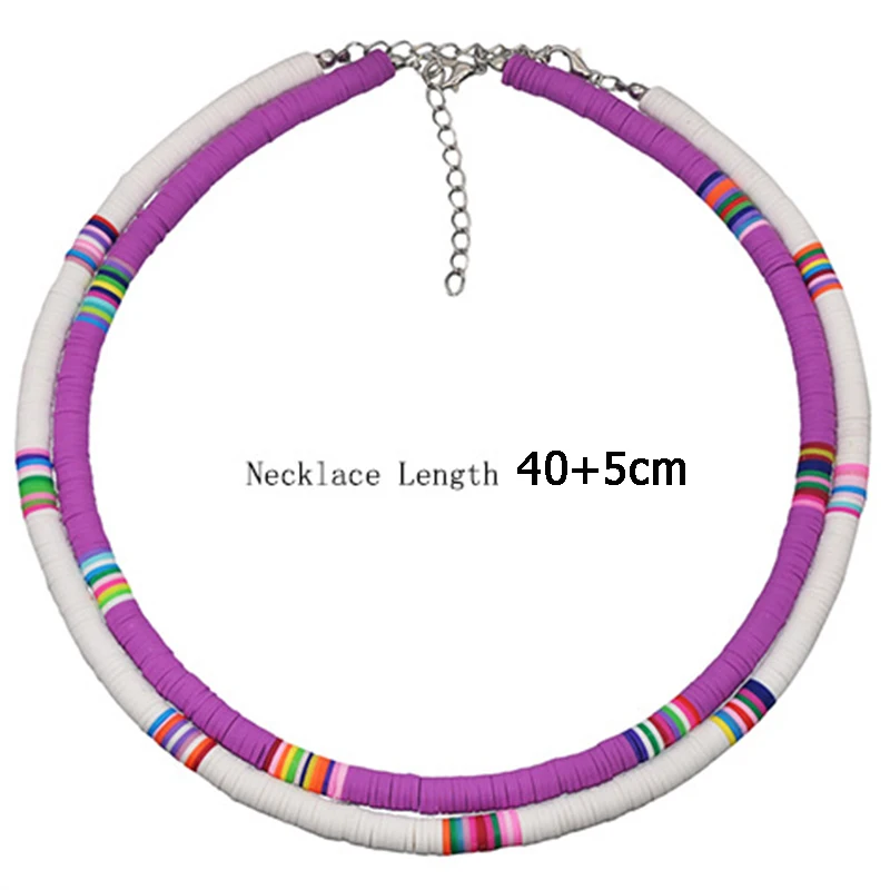 Donarsei 2020 New Fashion 6mm Soft Pottery Choker Necklace For Women Bohemian Adjustable Colorful Clay Collar Necklace Gift - Image 2