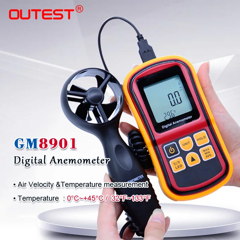 GM8901 045m/s High Accuracy Anemometro LCD Display Digital Anemometer