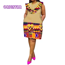 

Ankara Fashion African Dresses for Women Print Short Sleeveless Dresses Dashiki Women Dress Patchwork African Clothes WY9360
