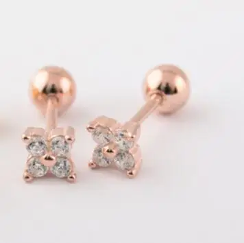 rose gold color C Стерлинговое Серебро 925 пробы, минималистичные серьги-гвоздики "сглаза" для женщин, покрытые золотом Изящные cz Шпильки, крошечные ювелирные изделия, серьги-хрящи - Окраска металла: rose gold color C