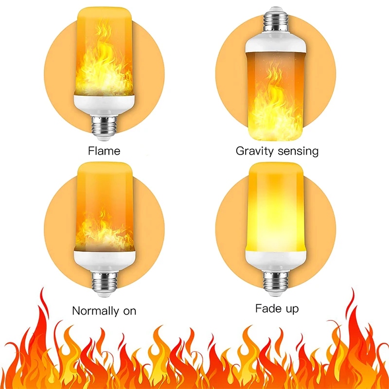 CHIZAO LED Flame Effect Light Bulb 4 Modes Christmas Decorations Flame Light Bulbs for Indoor Outdoor Hotel Bar Party 2Pack