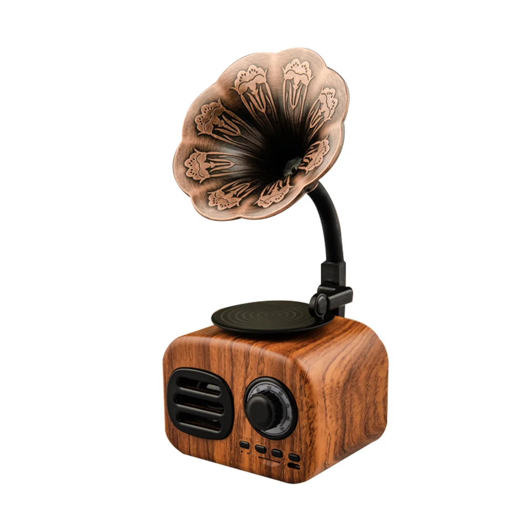 NO.1 Ретро-фонограф формы древесины Bluetooth 5,0 динамик беспроводной громкий динамик открытый звуковой ящик беспроводной сабвуфер - Цвет: NO.1