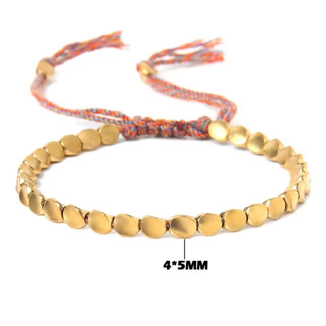 Tibetan Buddhist Copper Beads Bracelet Adjustable Braided Bracelets For Women Men Lucky Thread Bangles Vintage Jewelry