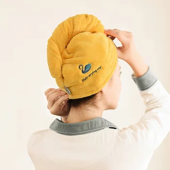 

Embroidered Swan Quick Dry Hair Cap Head Hat Hair Towel Shower Cap Water Absorbing Bathroom Towels For Girls Women