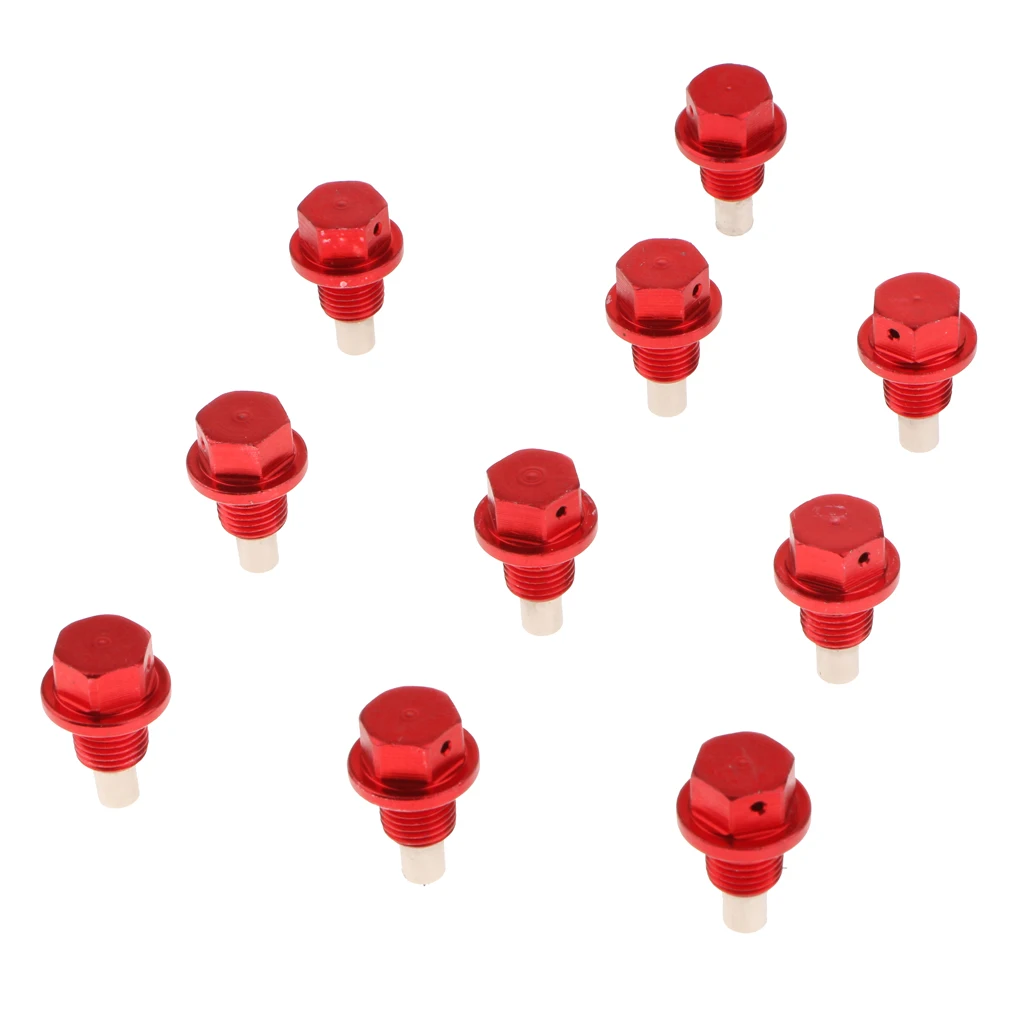 10pcs Red Magnetic Oil Drain Bolt Plug For Honda Dirt Pit Bike M12x1.5