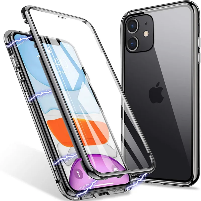 Phone Case Metal Magnetic Adsorption Flip For iPhone 16E 16 Pro Max etc