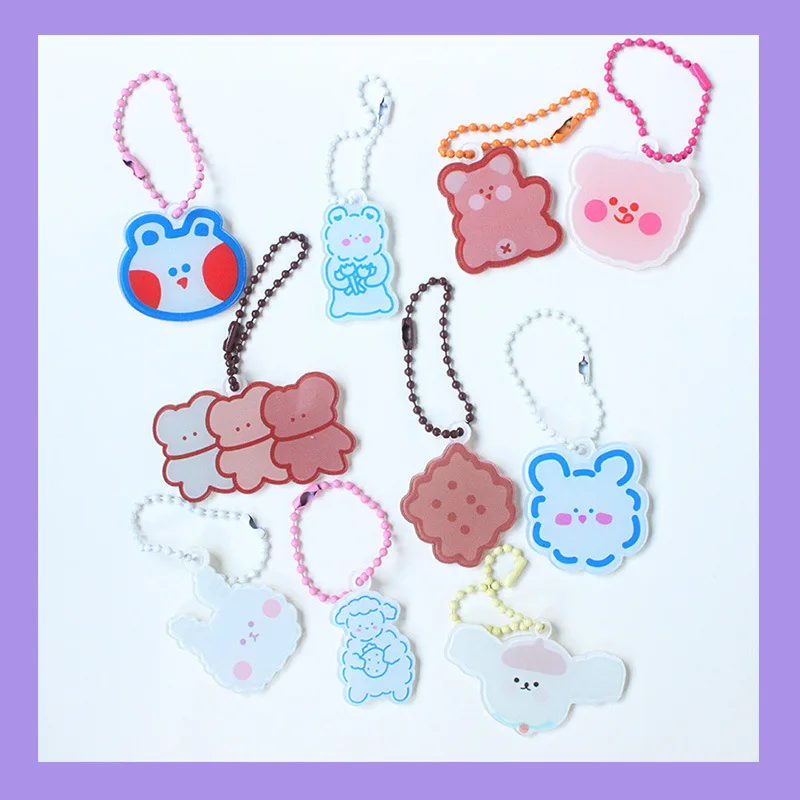 Cute Cartoon Bear Key Chain Student Pencil Bag Decorative Pendant Schoolbag Hanging Chain Creative Accessories Key Management 