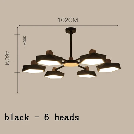 black 6 heads Люстра для гостиной, современный минималистичный домашний светильник для гостиной, креативная спальня, для учебы, Скандинавская лампа для гостиной - Цвет абажура: black 6 heads