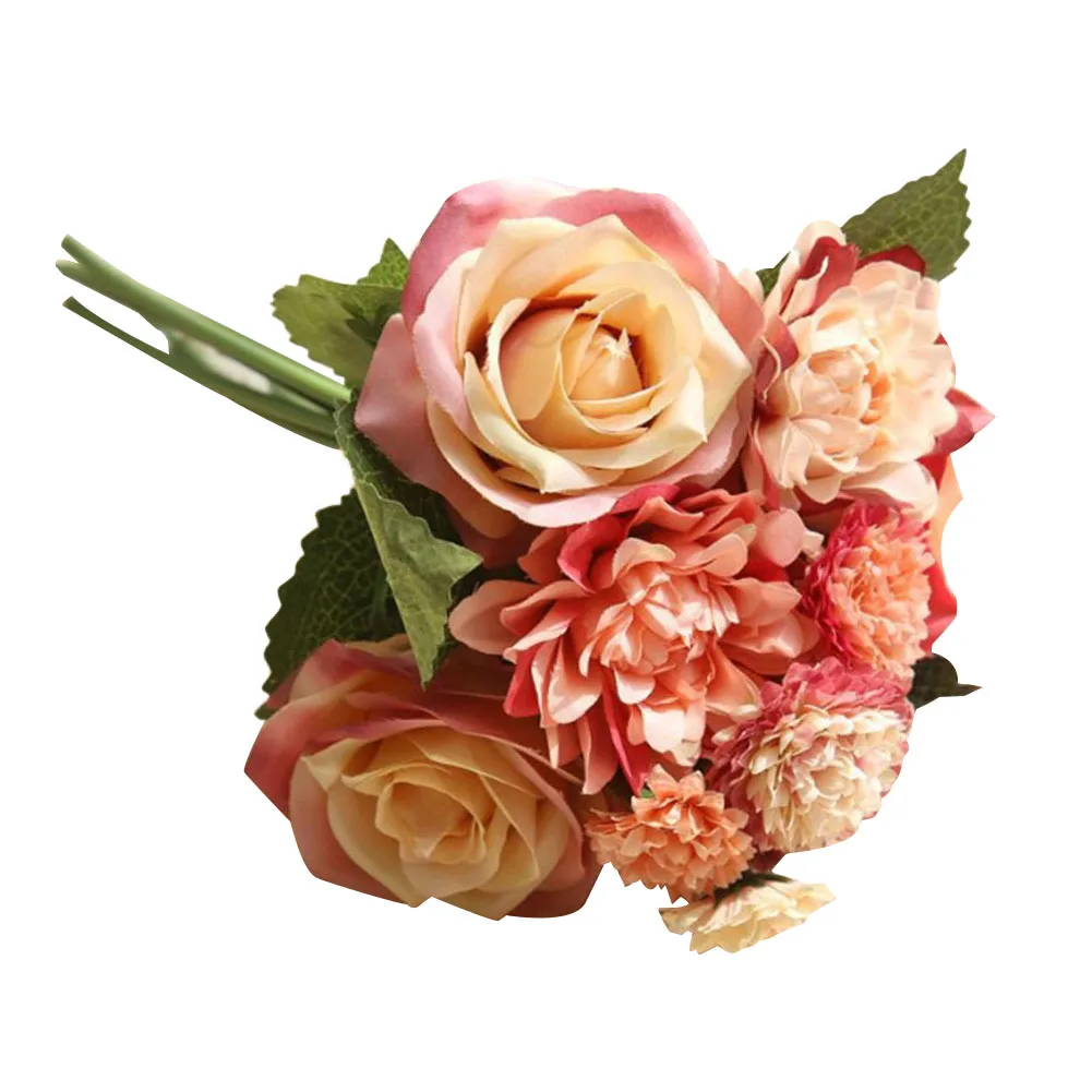 1 Bouquet Artificial Rose Silk Flower DIY Garden Party Home Wedding Holiday Decor