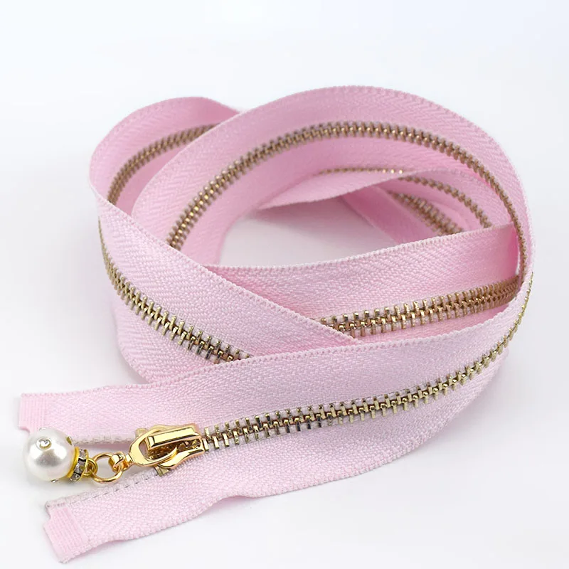 Pink Meetee 85 см 1/2 шт 5# металлическая молния золотые зубы открывающийся автоматический замок молния для пуховика длинное пальто одежда сумки шитье DIY аксессуары - Цвет: Pink