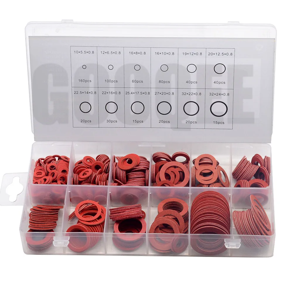 600pcs Steel Flat Pad Insulation Washers Red Paper Meson Gasket Spacer Insulating Spacers Kit | Обустройство дома