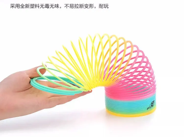 Children Classic Toy Rainbow Ring Plastic Large Size Magic Coil Stall Twister Telescopic Elastic Force Circle