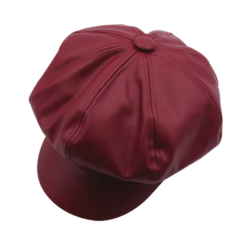 Шляпа из натуральной кожи Осенняя мужская Воловья кожа кожаный берет Элегантная мода молодой студенческий язычок Кепка Snapback cap s для мужчин