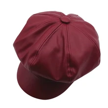 Шляпа из натуральной кожи Осенняя мужская Воловья кожа кожаный берет Элегантная мода молодой студенческий язычок Кепка Snapback cap s для мужчин