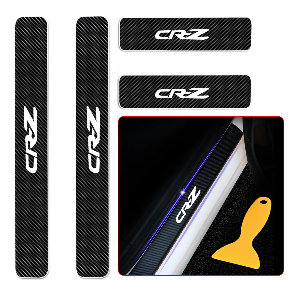 Car Door Sill Welcome Pedal Stickers For Honda CR-Z CRZ Door Sill Guard 4D Carbon fiber sticker Car Accessories 4PCS